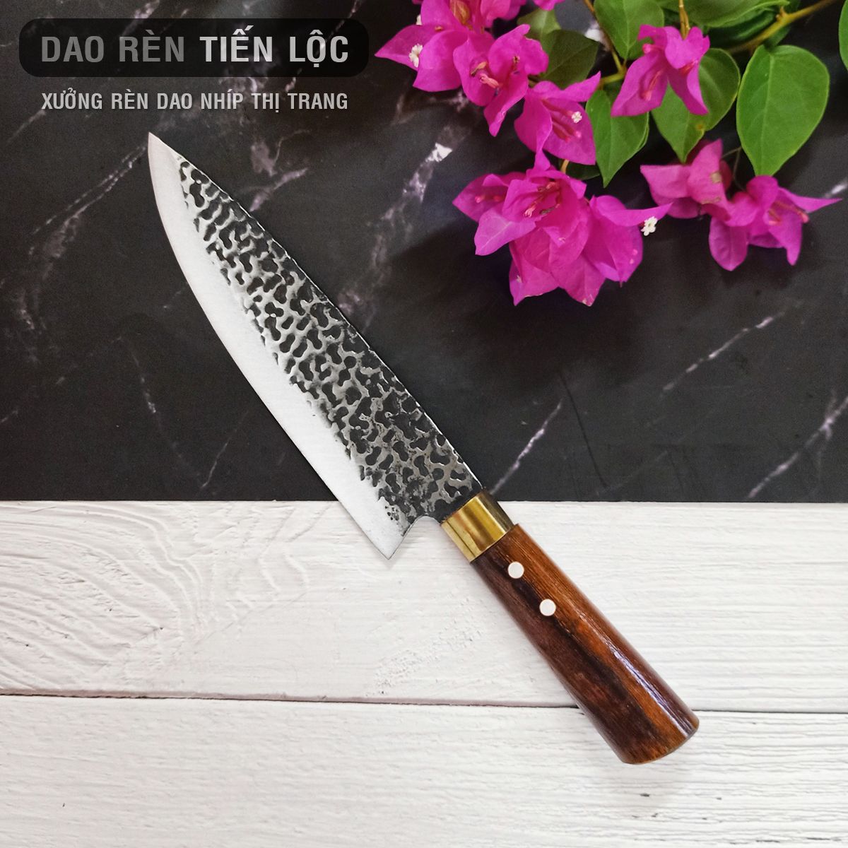 Bộ Dao Nhà Bếp Thép Nhíp Cao Cấp - 5 Dao Chặt Cây, Chặt Xương, Thái Lọc Thịt - Cán Gỗ Cẩm