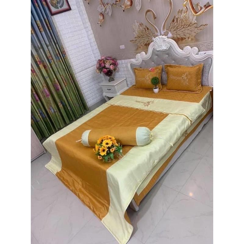 Set 5 món chăn ga gối satin cao cấp
