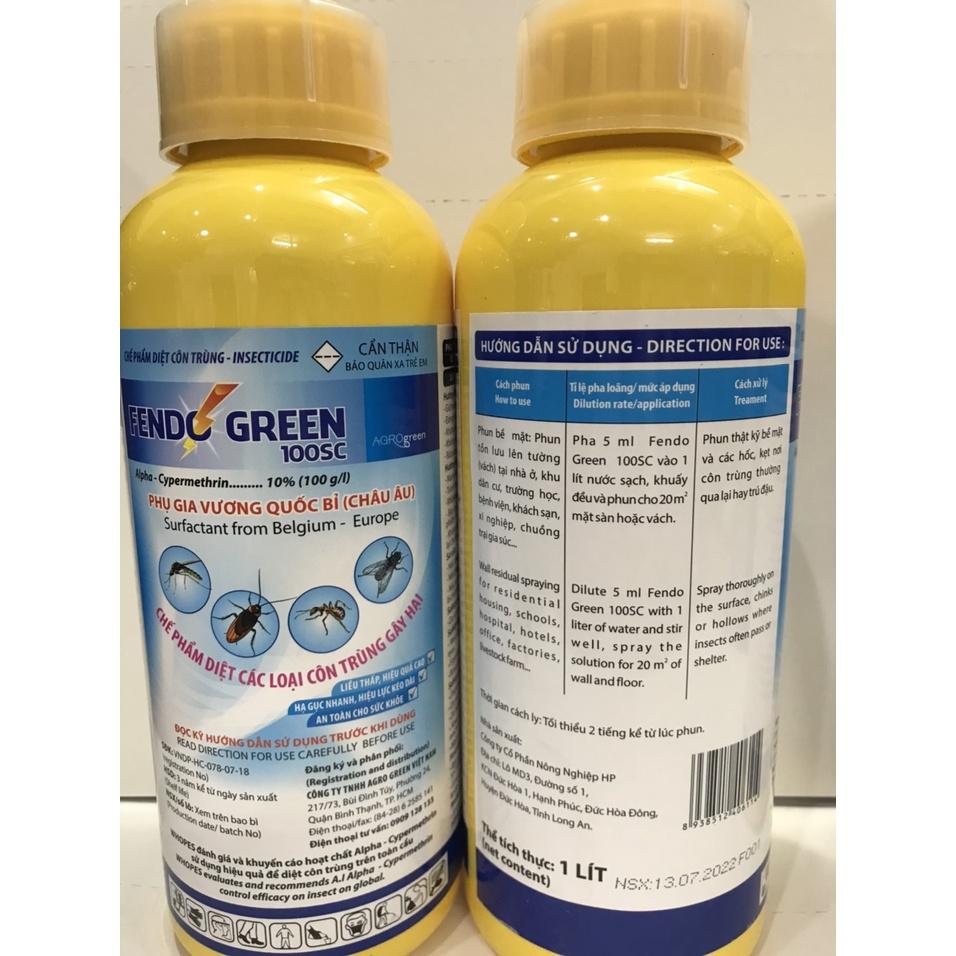 Thuốc diệt muỗi Fendo Green, chai 1 lít, nhập khẩu từ Vương Quốc Bỉ . Phun phòng chống sốt xuất huyết hiệu quả,