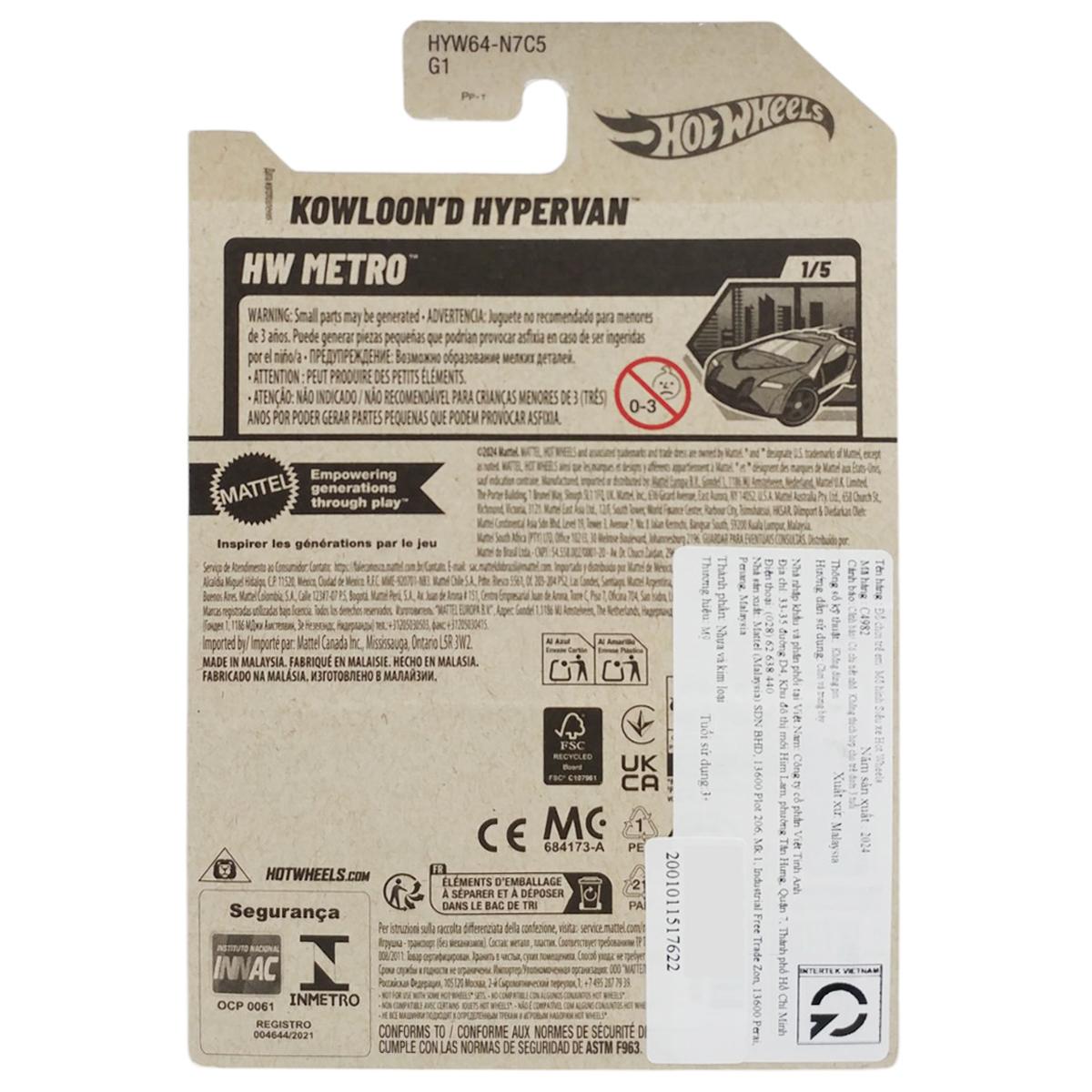 Siêu Xe Hot Wheels C4982 - 6/250 - Kowloon'd Hypervan (Mẫu Màu Giao Ngẫu Nhiên)