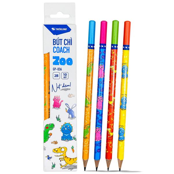 Hộp 10 Bút Chì Gỗ Coach Zoo 2B - Thiên Long GP-036
