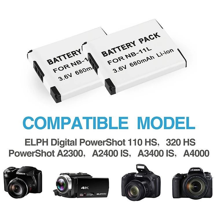 ROGTZ Pin Cho Máy Ảnh Canon Li-ion 3.6V 680mAh 2.4Wh NB-11L - Hàng Nhập Khẩu