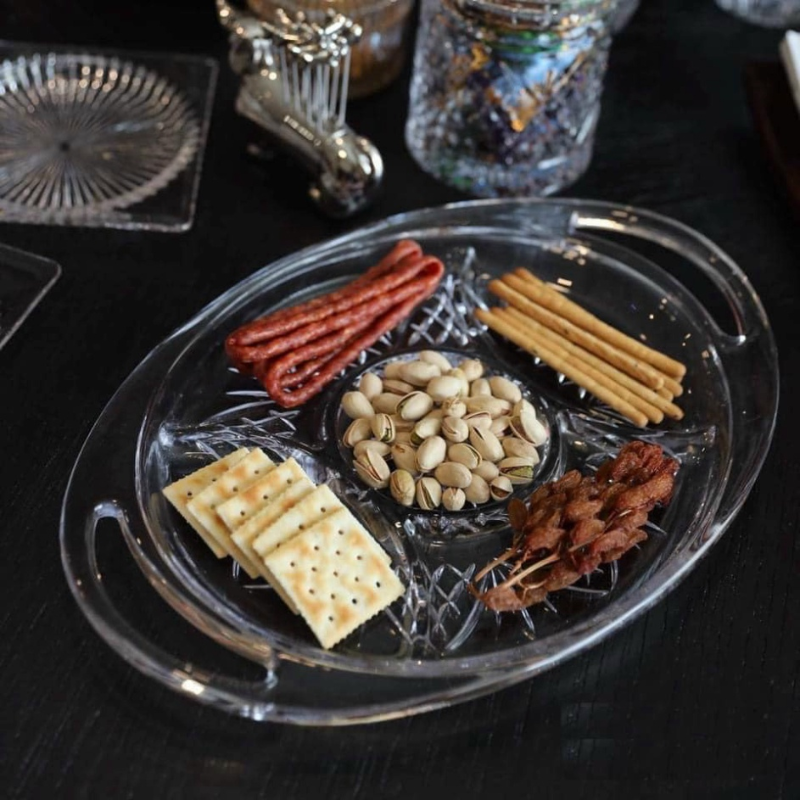 Đĩa Pha Lê Có 2 Tay Cầm GODINGER DUBLIN, Khay Pha Lê Cao Cấp Trang Trí Bàn Tiệc, Nhập Đức