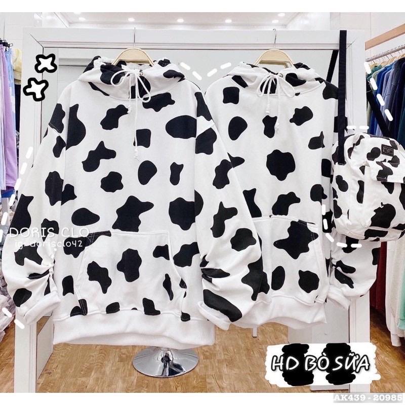 Áo Hoodie Nam Nữ Hoodie Bò Sữa Siêu Hot Nỉ Bông Dày Dặn Hàng QC Khoác BÒ SỮA HD