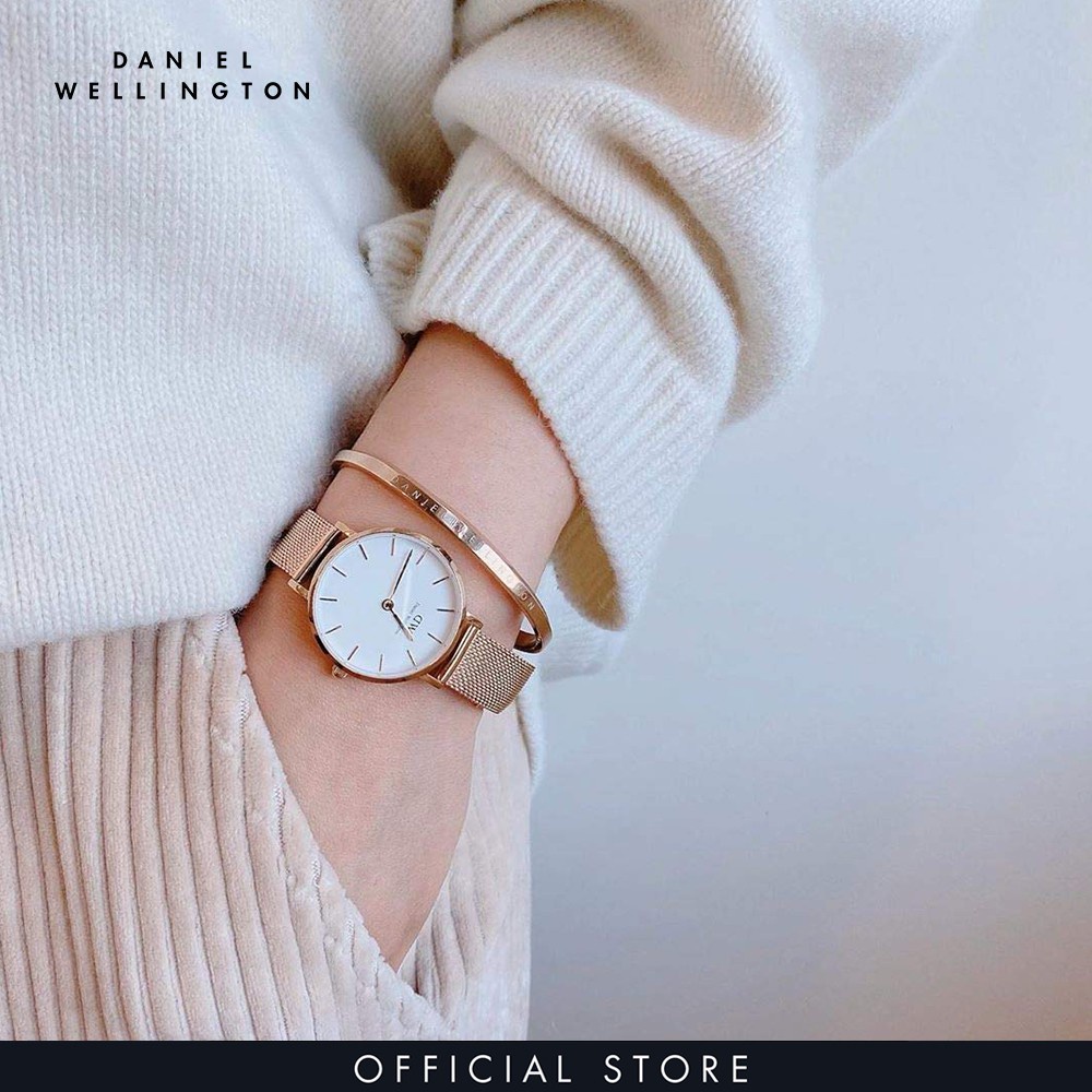 Combo Gift Nữ Daniel Wellington Đồng hồ Quadro Pressed Melrose DW00100432 + Vòng tay Classic Bracelet DW00400003