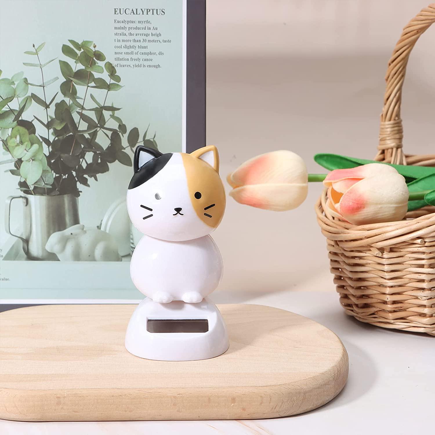 Bộ 3 gói trang trí bảng điều khiển xe hơi hình đầu mèo năng lượng mặt trời