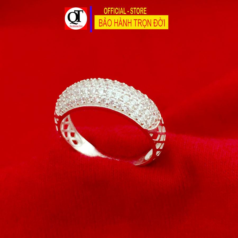 Nhẫn bạc nữ bản mo fuj đá chất liệu bạc ta không xi mạ Bạc Quang Thản - QTTN122