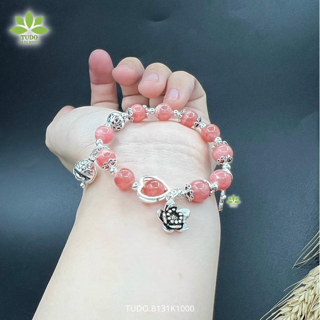 Vòng Tay Nữ Đẹp - Vòng Phong Thủy Đa Mệnh TUDO B131K1000 VCBDAOH Charm Bạc Hoa, Mèo, Cỏ 4 Lá - Tình Duyên, May Mắn