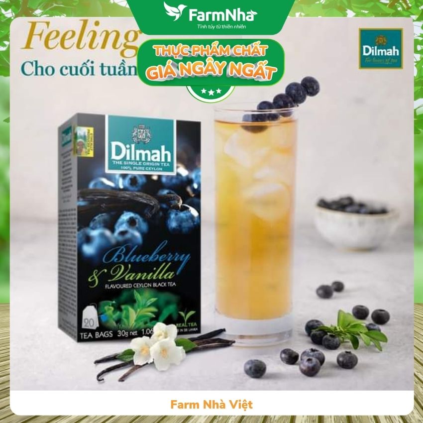 Trà Dilmah Blueberry & Vanilla (Hương việt quất & vanilla) túi lọc 30g 20 túi x 1.5g - Tinh hoa trà Sri Lanka