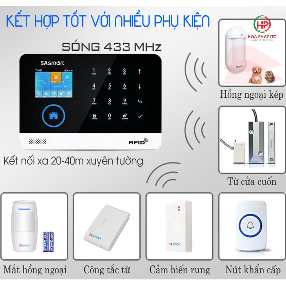 Bộ chống trộm trung tâm dùng sim và wifi 5A Smart 5A-F10, Báo trộm qua điện thoại, gọi điện, nhắn tin - Hàng chính hãng