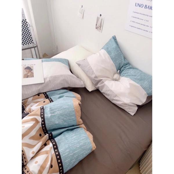 Bộ Chăn Ga Gối Cotton Living 100%cotton Hàng Nhập Khẩu Cao Cấp 4 món Kẻ Thổ Cẩm
