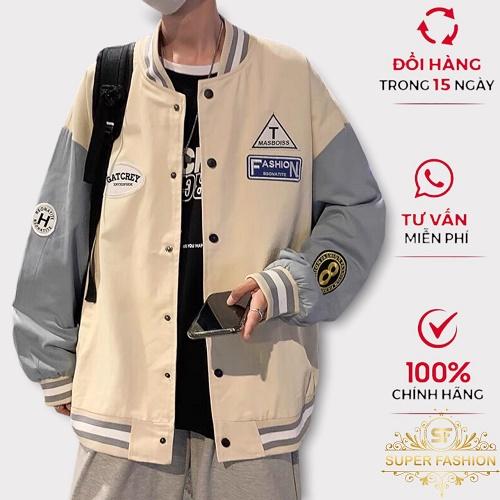 Hình ảnh Áo khoác bomber Fashion nam nữ vải dù 2 lớp form rộng thêu họa tiết kiểu bóng chày hot trend