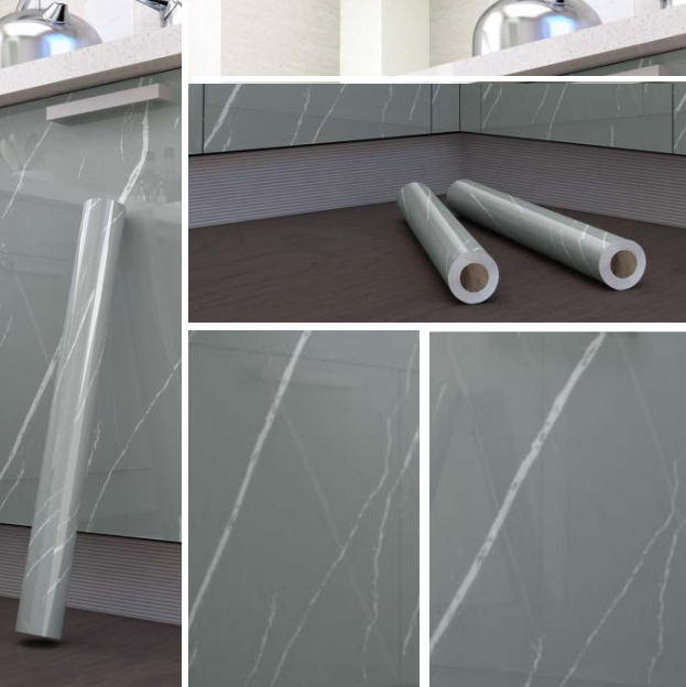 5M GIẤY DECAL DÁN BẾP TRÁNG NHÔM CÁCH NHIỆT KEO SẴN KHỔ 60CM MẪU VÂN ĐÁ MỚI NHẤT DB023 XÁM NHẠT SỢI TRẮNG