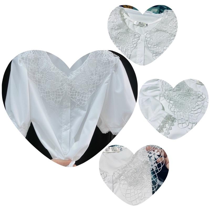 Áo sơ mi phối cổ ren to siêu hót hàng bán shop