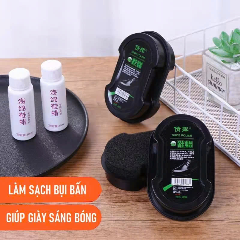Set dụng cụ làm sạch giày - Xi mút + sáp đánh bóng giày , dép , túi xách ,cặp ,bằng da , thiết kế nhỏ gọn vô cùng tiện lợi