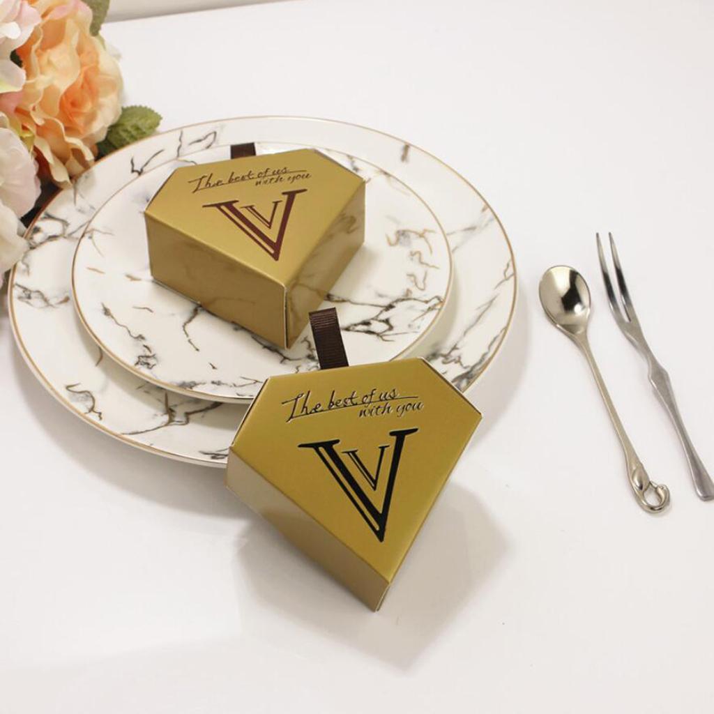 10 Pieces Diamond Candy Gift Box Wedding Favor Boxes with Ribbon