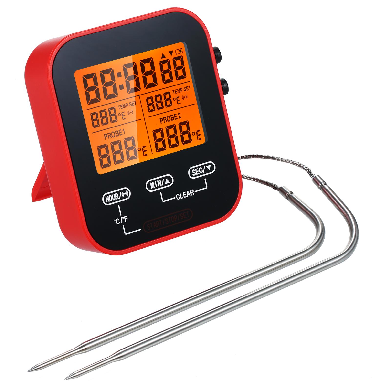 Digital Food Thermometer and Timer Wireless Meat Temperature Probe Thermomter Oven Thermometer for Grill Smoker Barbecue