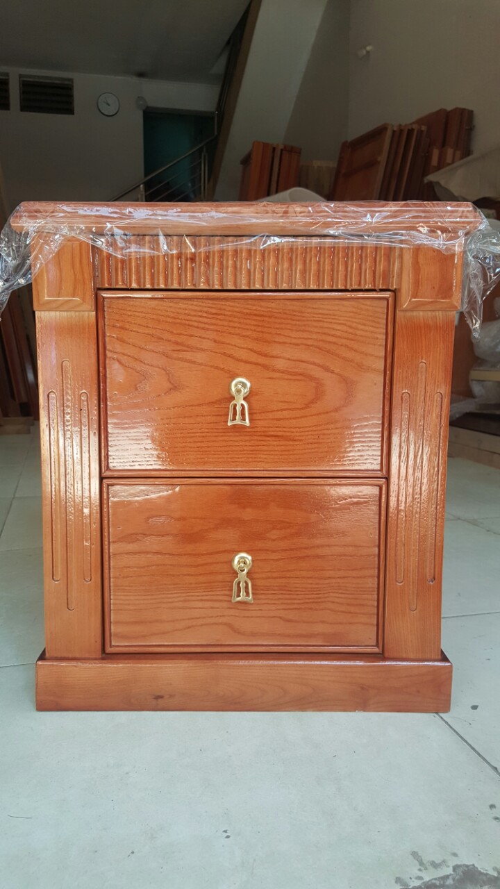 Tủ đầu giường gỗ sồi, tab đầu giường gỗ sồi loại 2 ngăn kéo