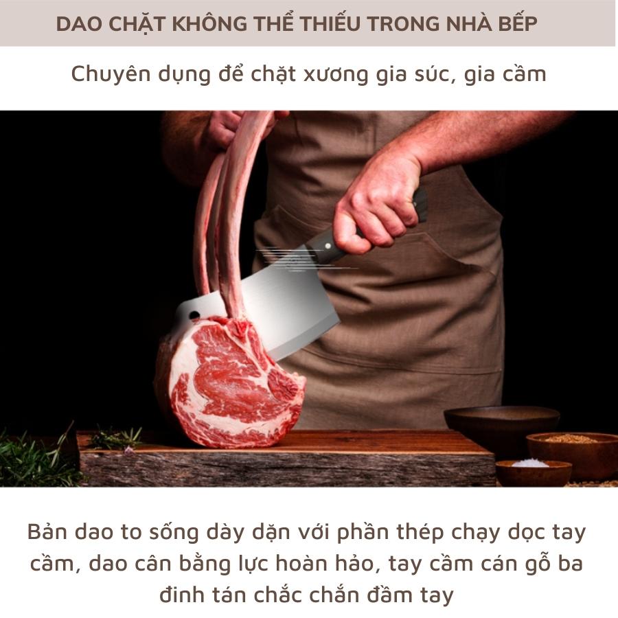 Dao Chặt Xương Tramontina 16cm Cán Gỗ Polywood Chất Liệu Thép Không Gỉ Nhập Khẩu Brazil