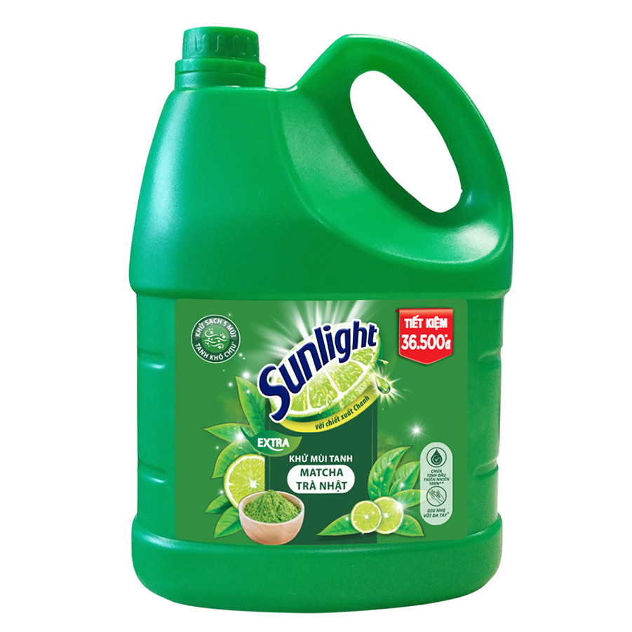 Nước Rửa Chén Bát Sunlight Trà Xanh Nhật Bản 3.6kg