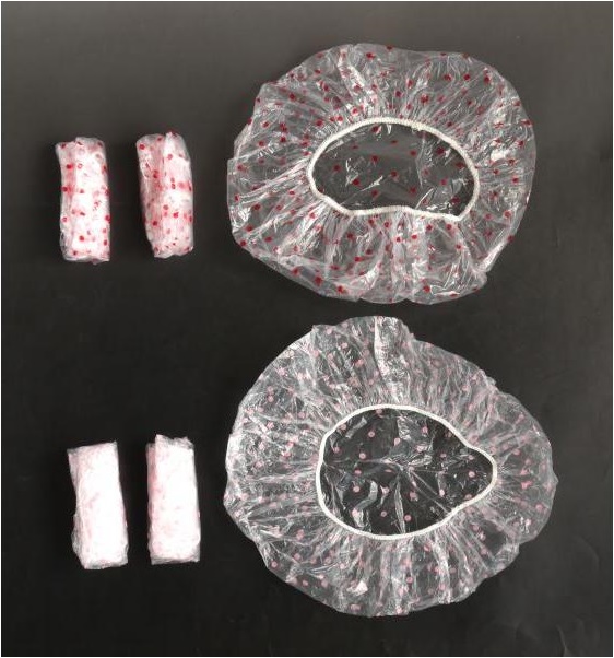 Set 06 mũ tắm trùm đầu chấm bi free size