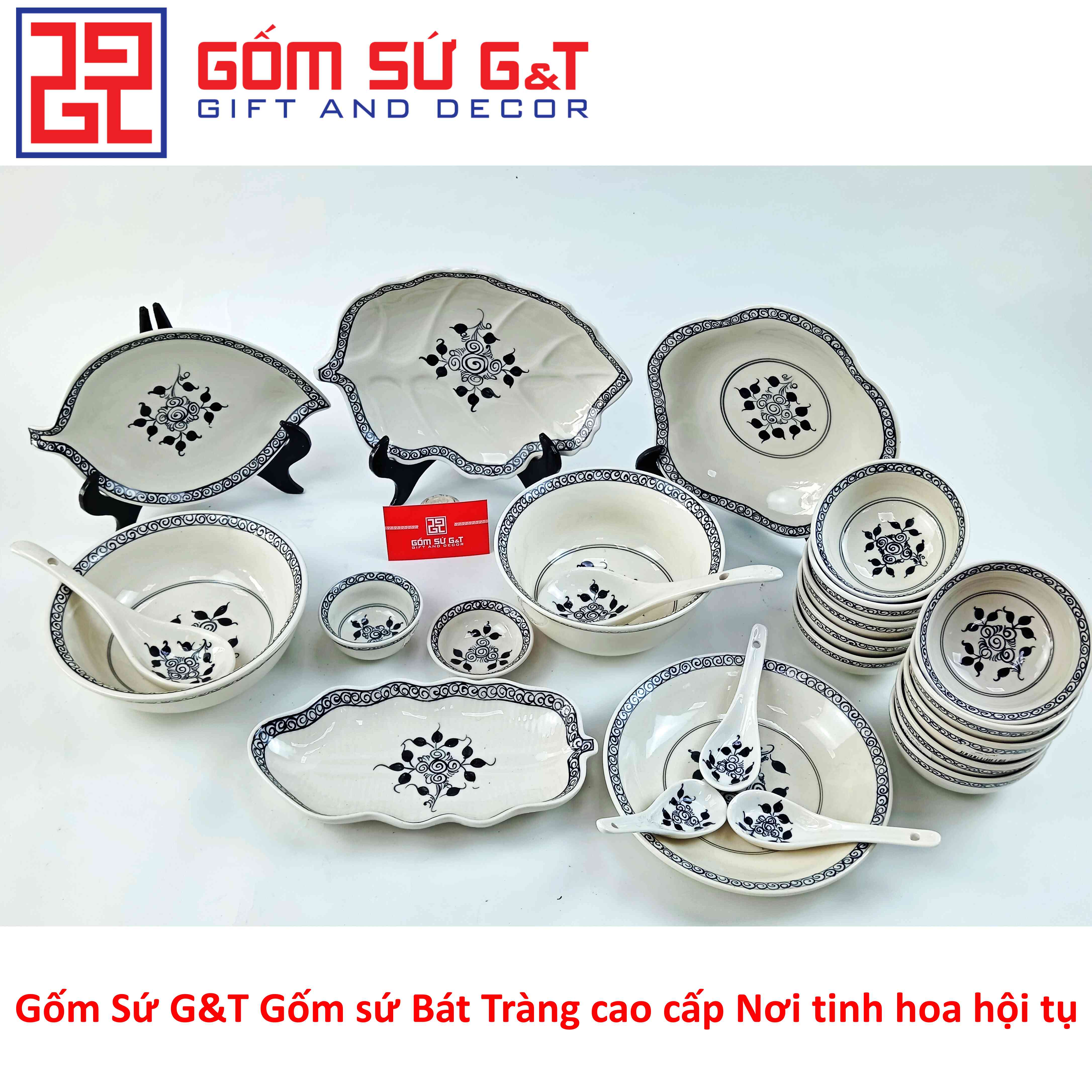 Bộ đồ ăn 10 người vẽ hoa móc set 1 Gốm Sứ G&amp;T