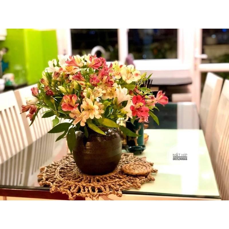 Thảm Cói tròn d38cm hình mặt trời dùng để decor bàn ăn, lót bình hoa, treo tường giá siêu rẻ