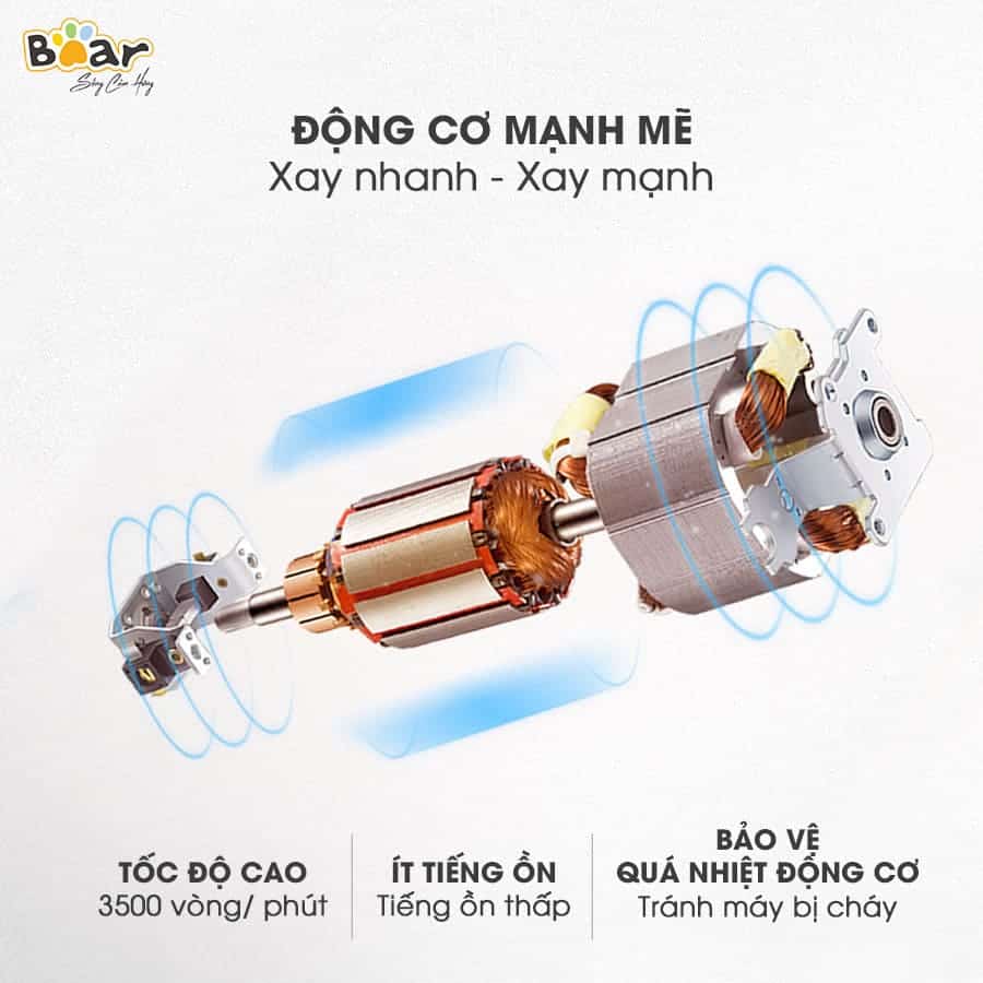 Máy xay thịt Bear 2.5L QSJ-C04R8S, máy xay tỏi ớt, xay thịt siêu nhanh- Hàng chính hãng