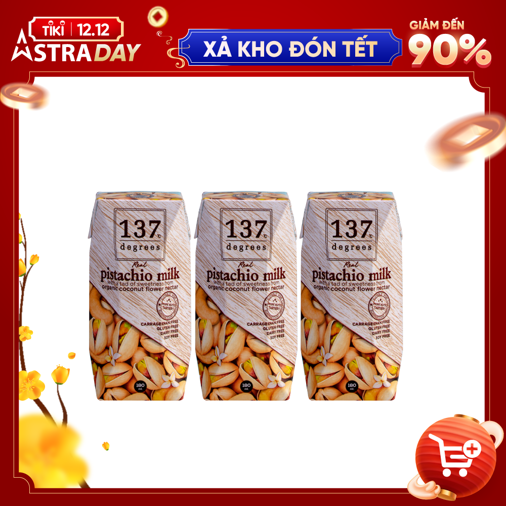 Sữa Hạt Dẻ Cười Nguyên Chất 137 Degrees (Lốc 180ML x 3 Hộp)