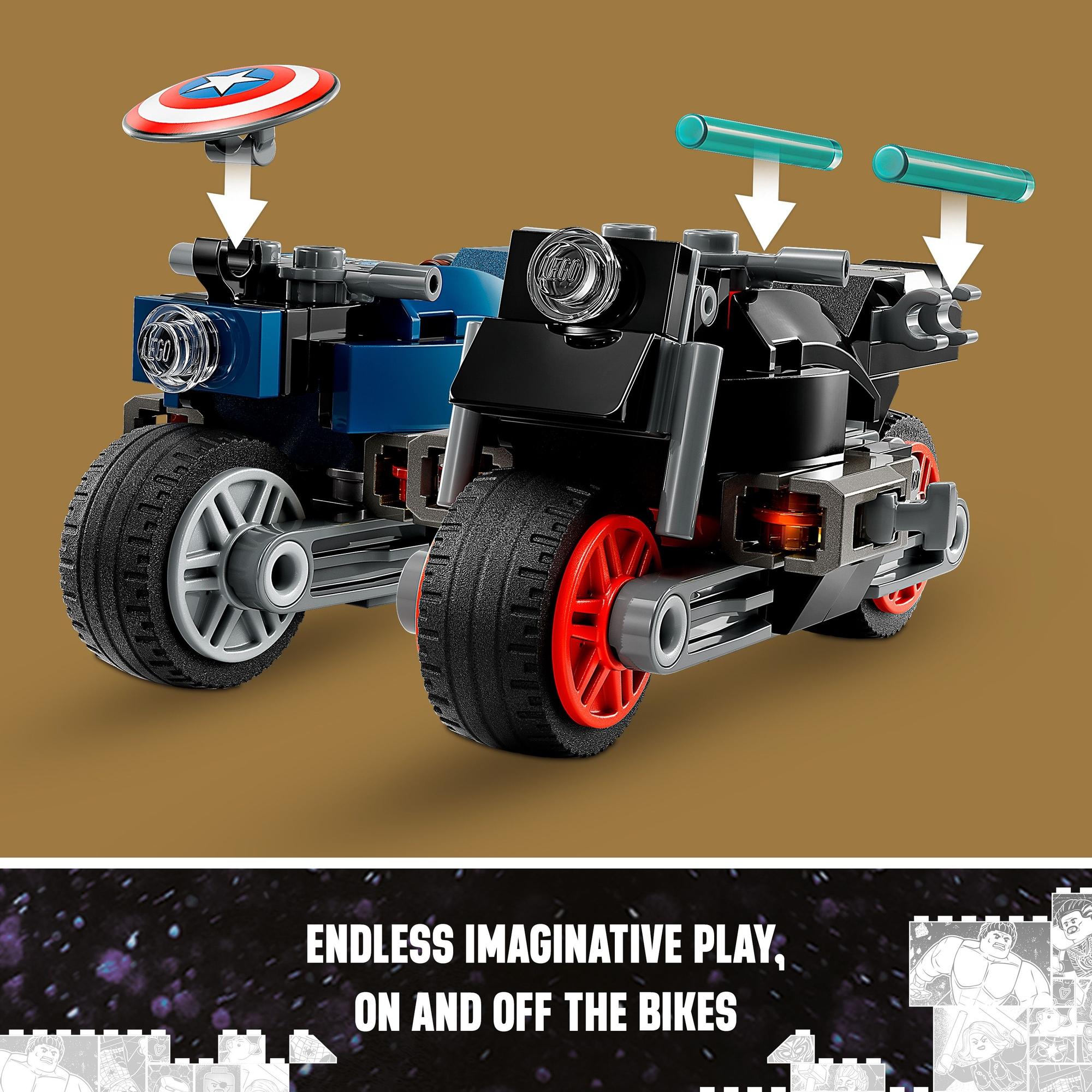 LEGO SUPERHEROES 76260 Đồ chơi lắp ráp Cuộc rượt đuổi Captain America &amp; Black Widow (130 chi tiết)