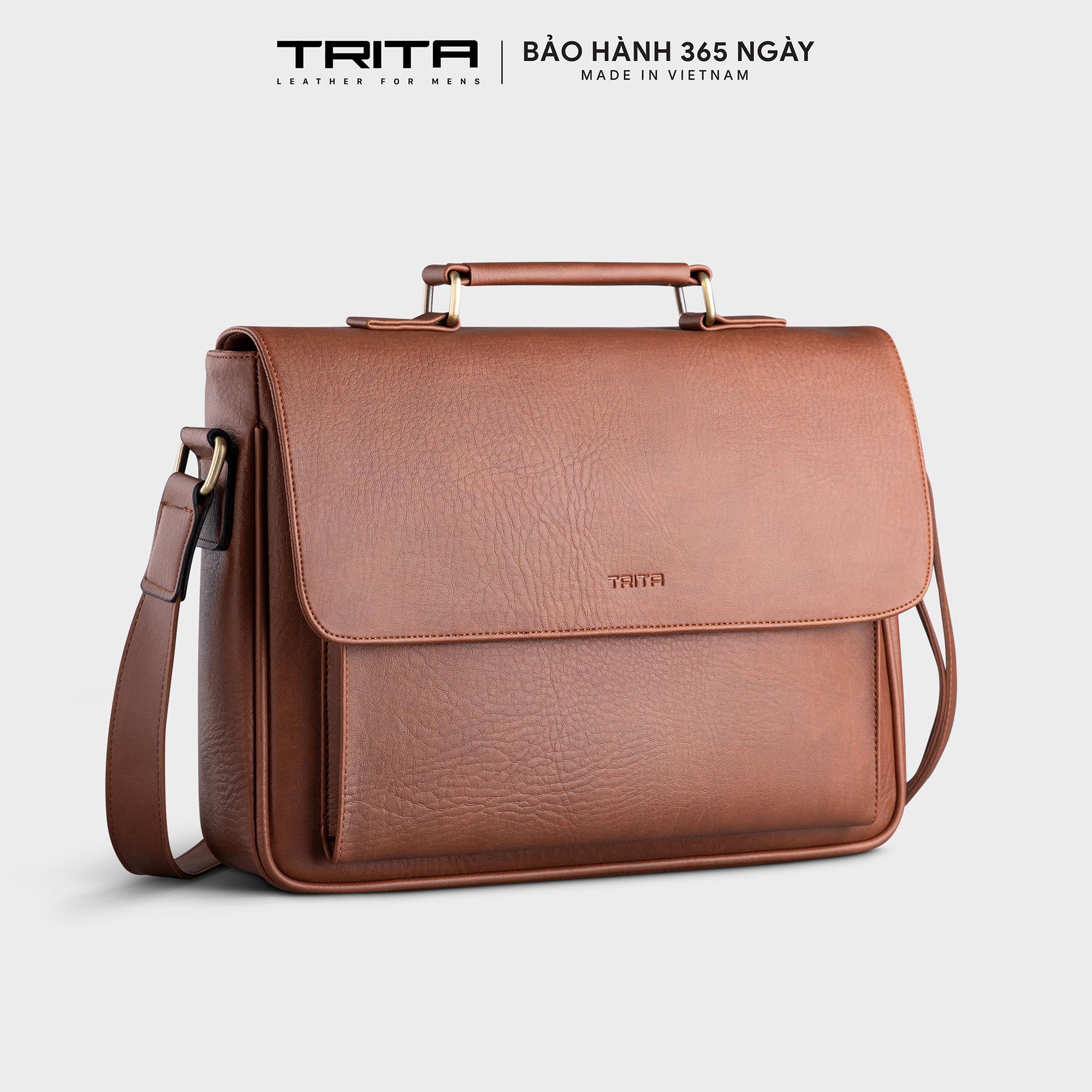 Túi Trita ( Thời trang nam nắp gập phối quai trên - Túi đeo chéo da RTN8 )