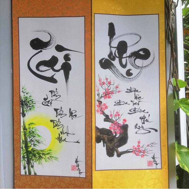 Cặp biếu lụa thư pháp TÀI LỘC.Quà tặng ông bà,cha mẹ,bạn bè,đối tác, mừng tân gia, khai trương.Quà cưới,tết,sinh nhật