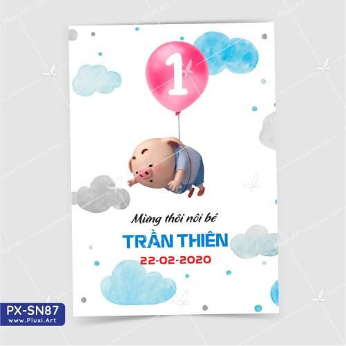 Thiệp thôi nôi – sinh nhật theo yêu cầu Pluxi