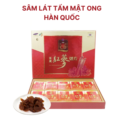 Hồng sâm 6 năm tuổi Hàn Quốc thái lát tẩm mật ong Sambox