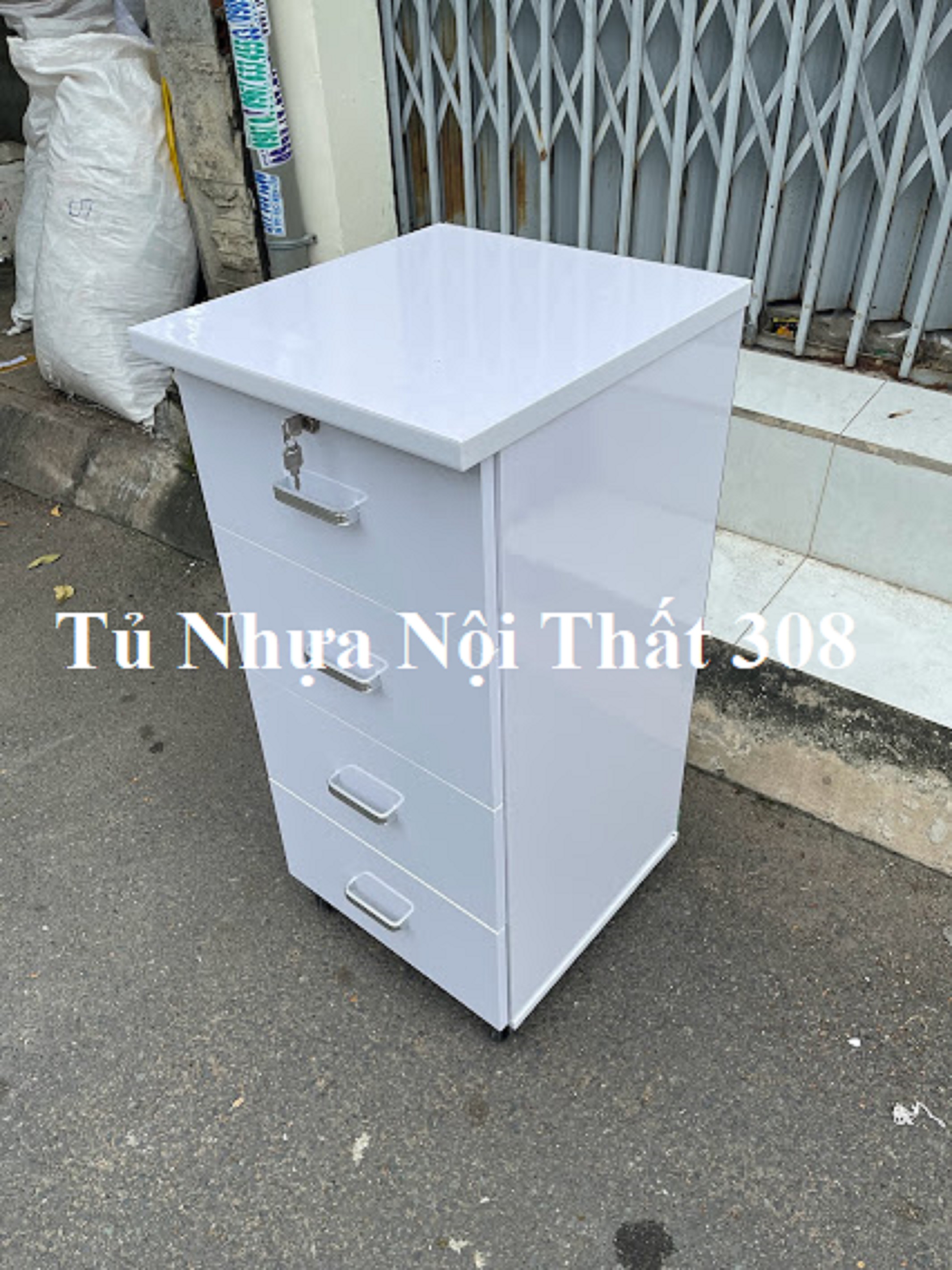Tủ, Kệ Đầu Giường Nhựa Đài Loan Màu Trắng Cao 89,5cm Ngang 42cm Sâu 42cm K111