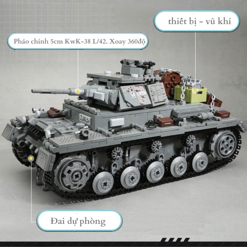 Đồ chơi lắp ráp Mô hình Xe tăng Panzer III Qman 21028 (1058 chi tiết)