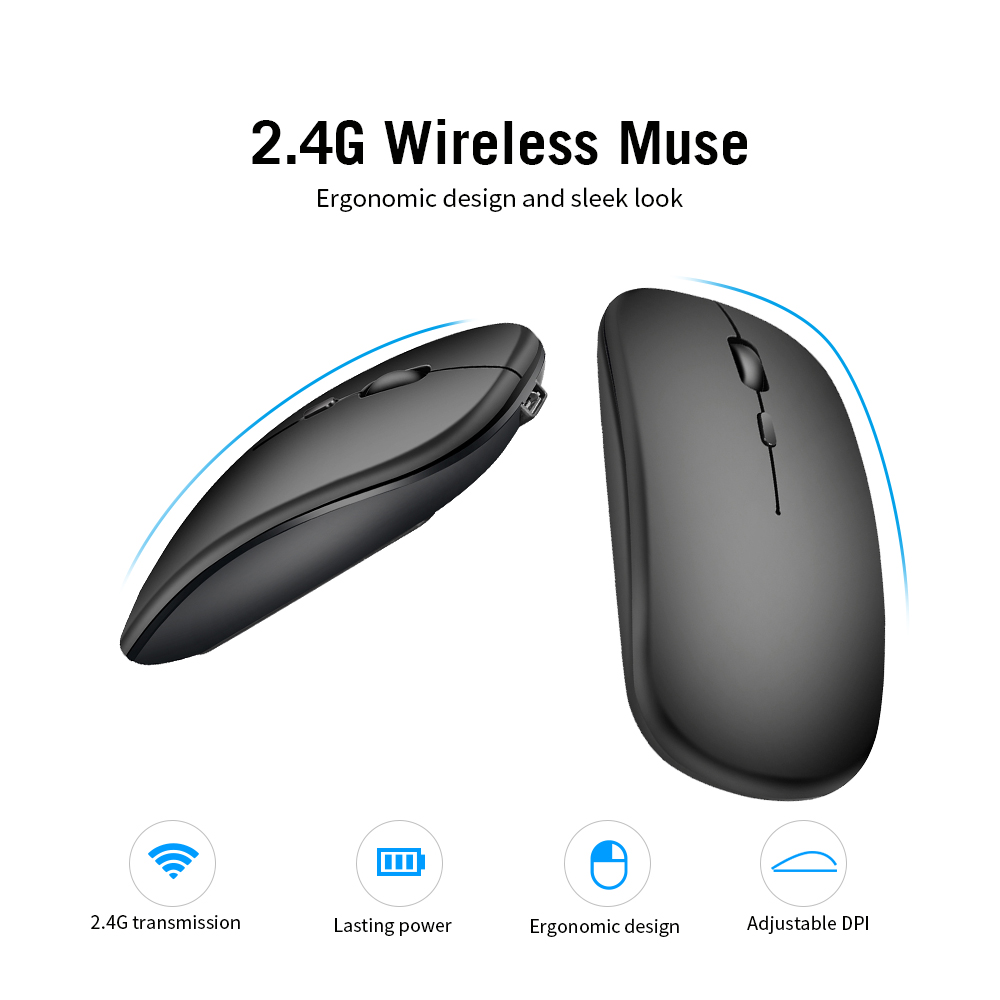 Chuột Không Dây Siêu Mỏng Di Động 2.4G Kiểu Dáng Đẹp Có Thể Sạc Lại Đường Truyền 10m / 33FT