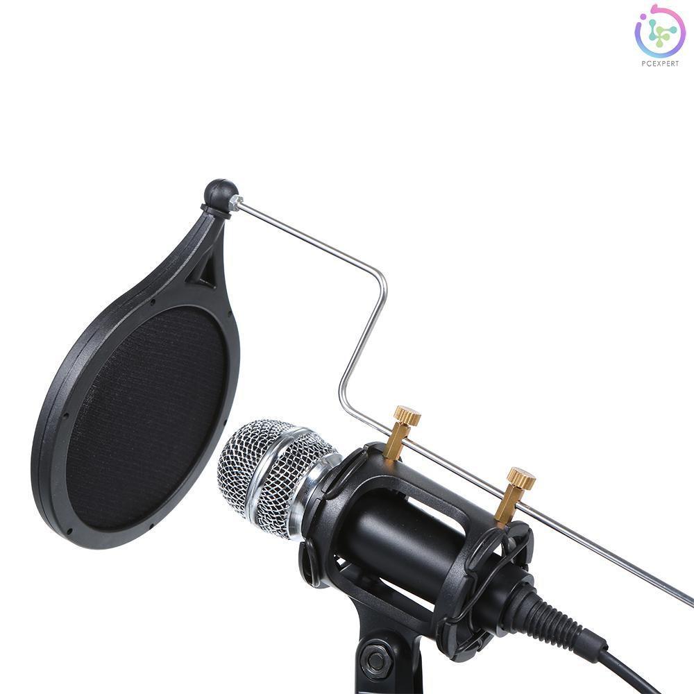 Bộ micro âm thanh có dây 3.5mm sử dụng cho KTV karaoke kèm giá đỡ cho PC điện thoại
