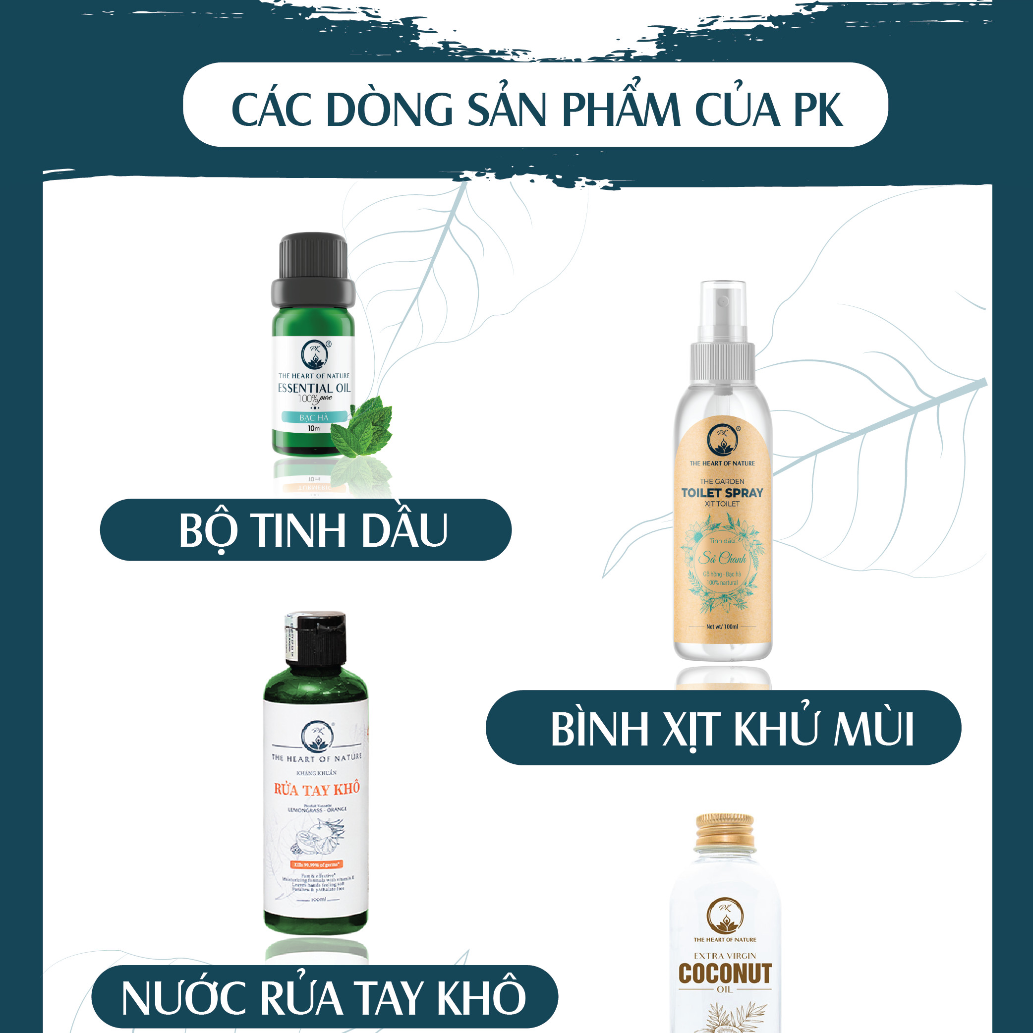 Combo 2 Nước rửa tay khô tinh dầu Sả Chanh và Bạc Hà PK 100ML – kết hợp tinh dầu tràm trà, diệt khuẩn 99,9%