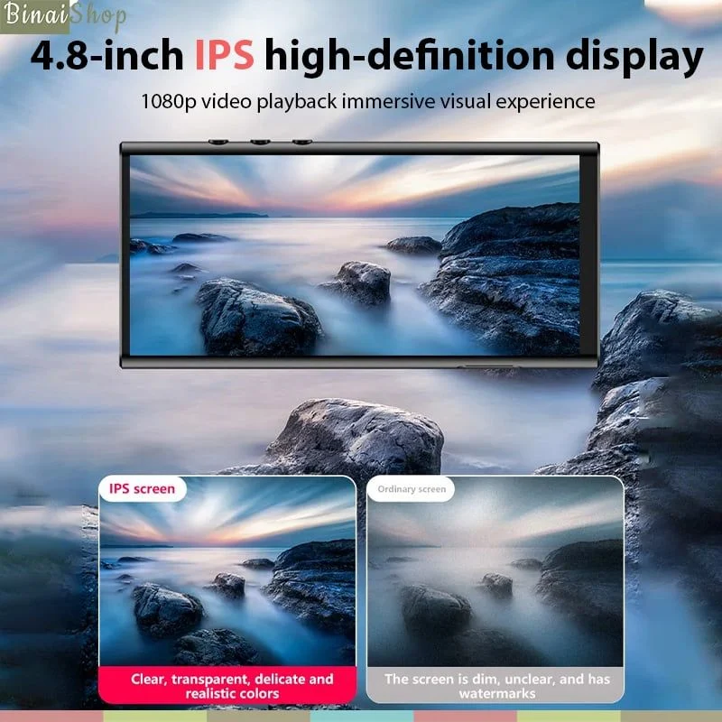 Ruizu H12 - Máy Nghe Nhạc, Xem Video Màn Hình Cảm Ứng IPS 4.8 Inch, Android 10, Bluetooth 4.2, Kết Nối Wifi, Thời Lượng Pin 20H - Hàng chính hãng