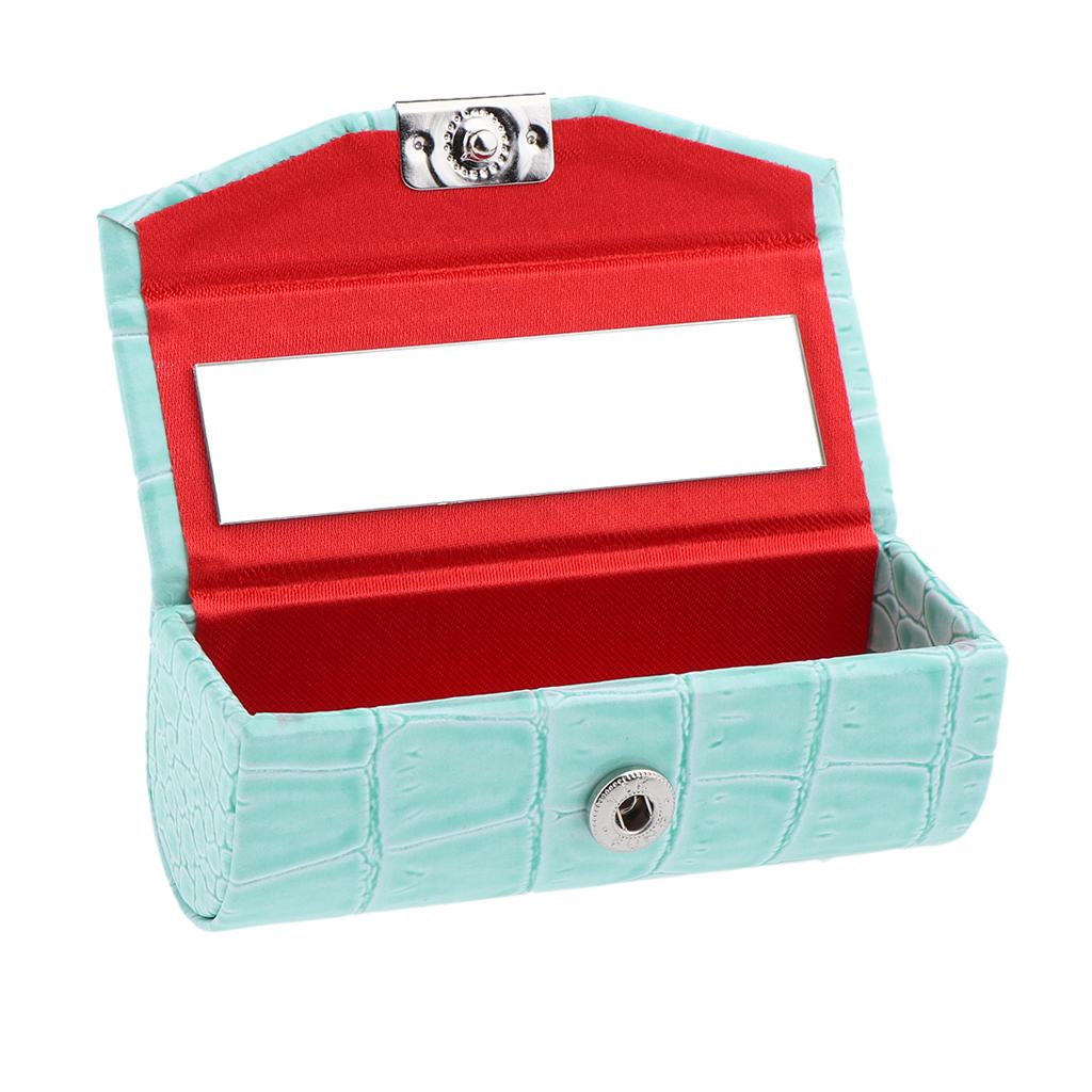 Durable Soft Leather Lipstick Case Holder Organizer Bag for Purse Cosmetic Storage Kit With Mirror