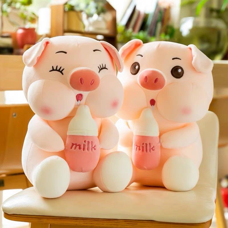 Thú Nhồi Bông Cute Heo Ôm Bình Sữa Gấu Bông To Cao Cấp