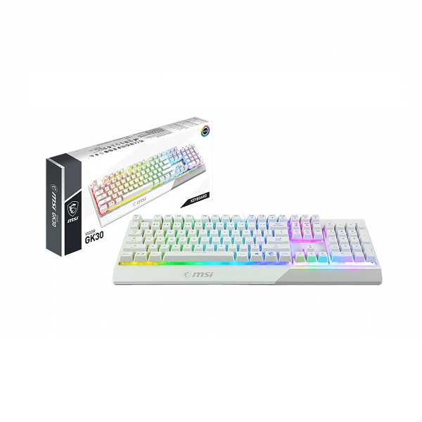 Bàn phím gaming giả cơ có dây MSI Vigor GK30 US (màu trắng) -Hàng chính hãng