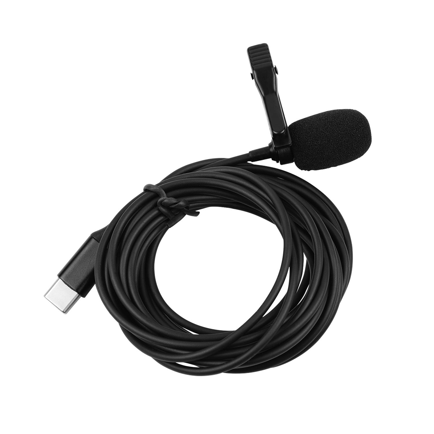 Bộ ngưng tụ đa hướng Micrô Lavalier với kính chắn gió bằng bọt Cáp 3m Tương thích với Máy tính bảng điện thoại thông minh Type-C