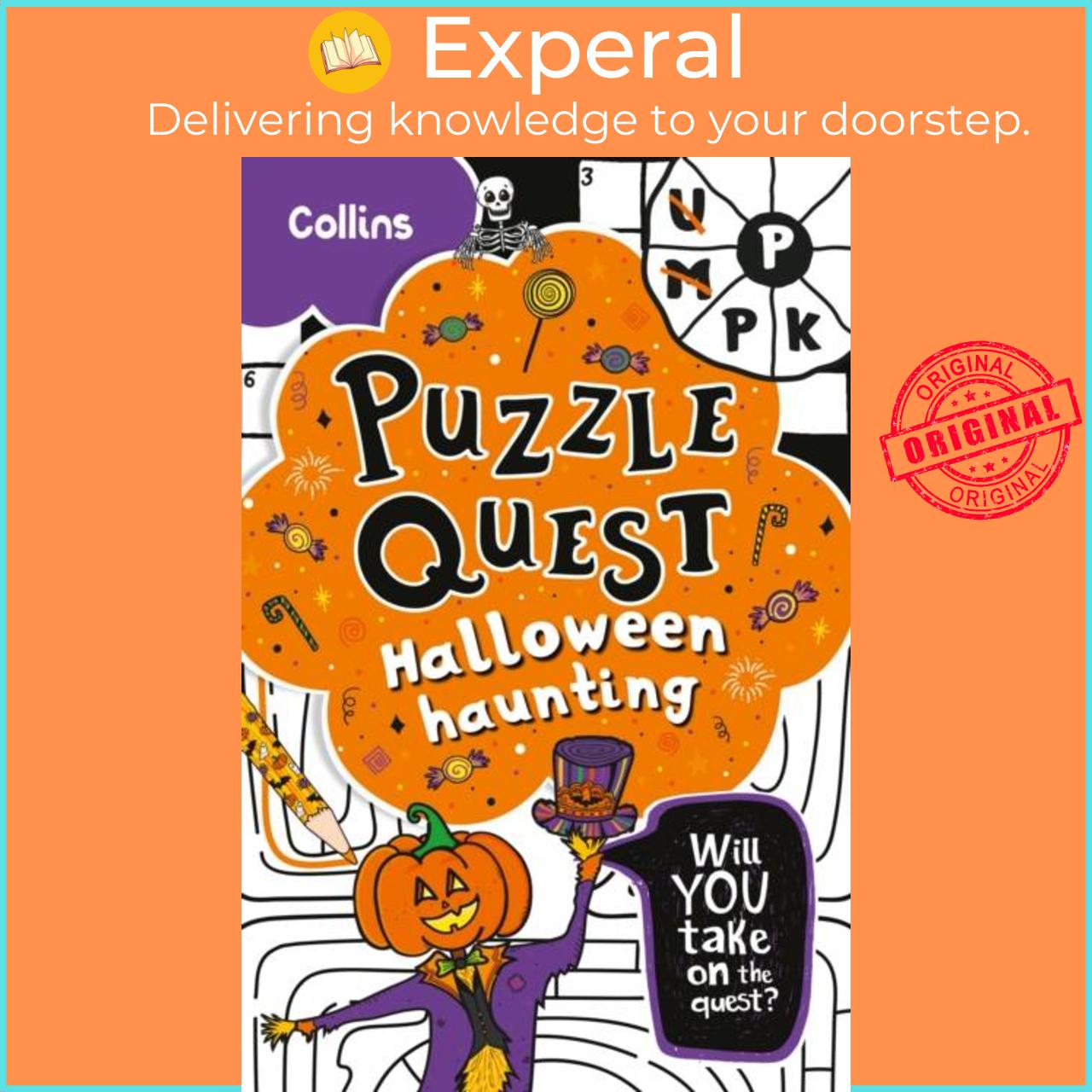 Sách - Halloween Haunting - Solve More Than 100 Puzzles in This Adventure Stor by Kia Marie Hunt (UK edition, paperback)