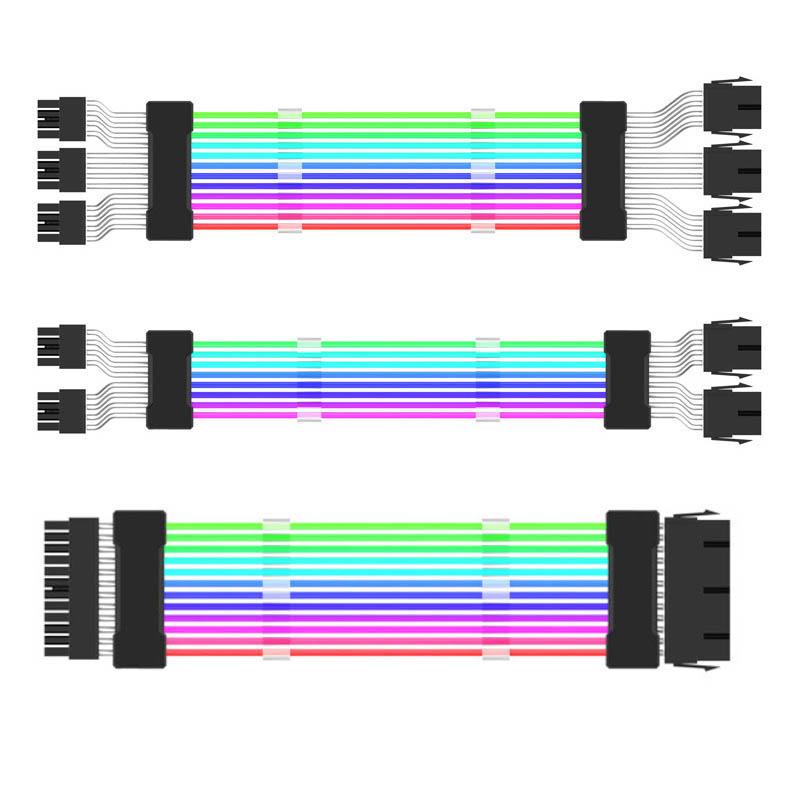 Jumpeak Máy Tính 18AWG ARGB Đồng Bộ Nguồn PSU Nối Dài Bộ ATX 24PIN VGA GPU PCI-E 8PIN 6Pin RGB PC Module Cáp
