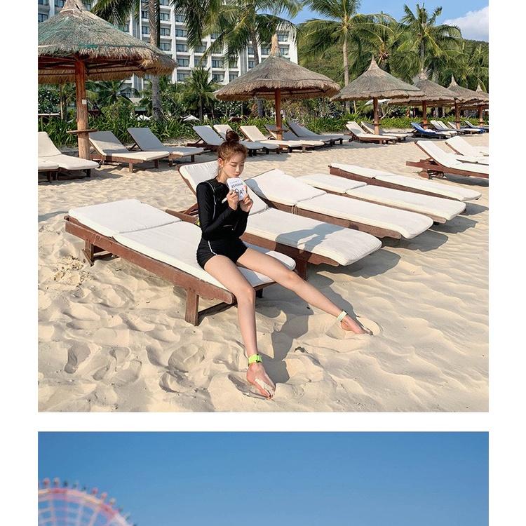 Đồ bơi bikini tay dài nữ quần đùi cạp cao USRONNIE Stye Hàn Quốc