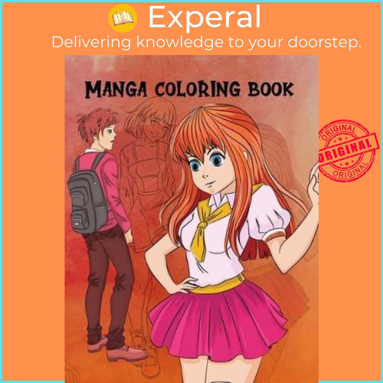 Sách - Manga Coloring Book : For Girls, Teens & Adults Pop Anime Cute Beautiful Fantasy Col by Marie Gerrard