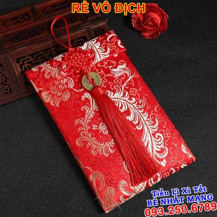Bao lì xì cưới thổ cẩm / Bao Lì Xì Vải Gấm Nhiều Hoa Văn Cao cấp Ngày Tết,Cưới Hỏi, Nạp Tài. RỒNG DỌC NGỌC