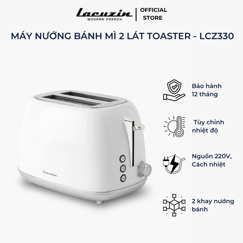 Máy nướng bánh mì 2 lát toaster Lacuzin – LCZ330 hàng chính hãng